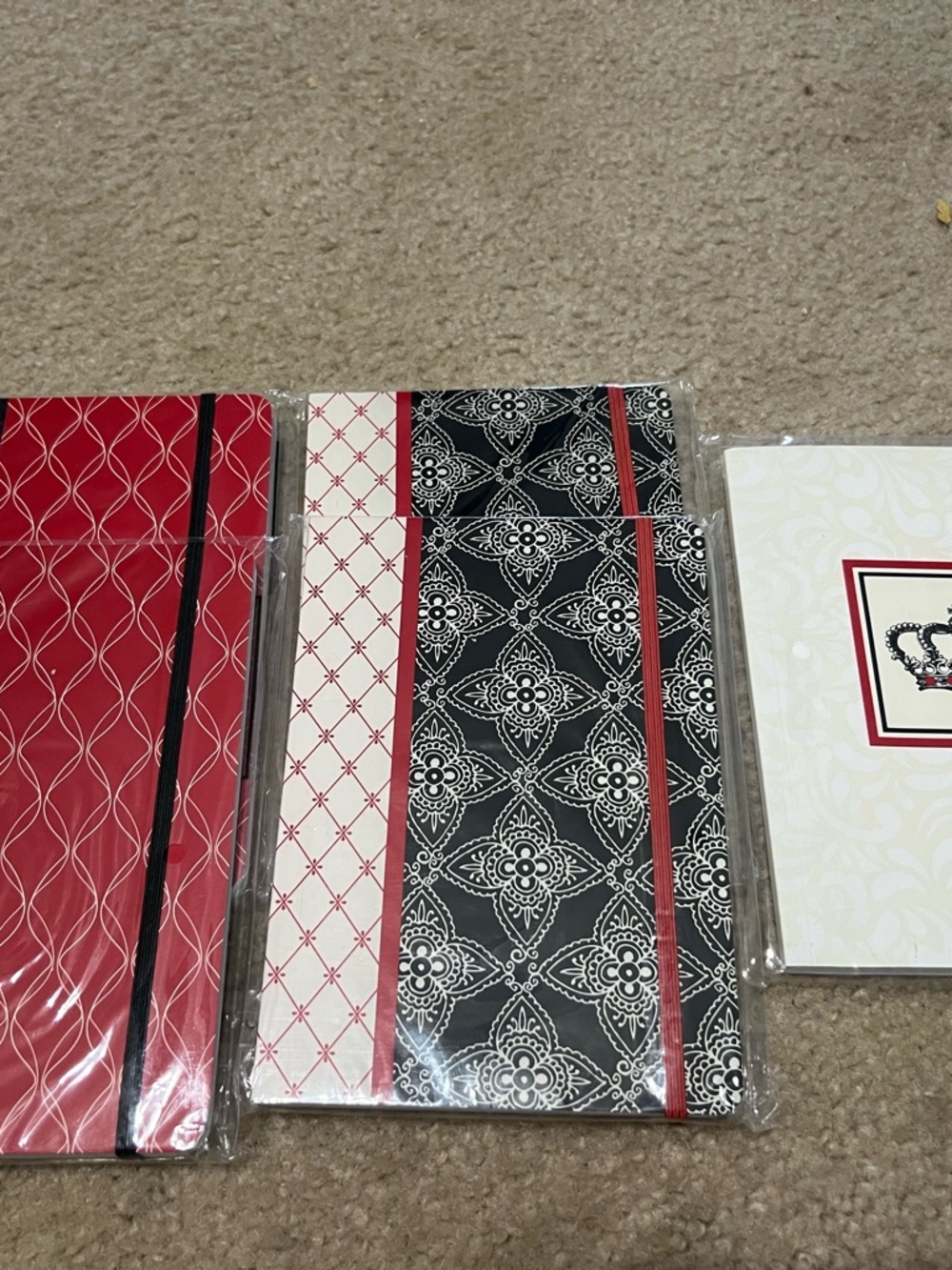 Black & Red Patterned Hardcover Notebook with Elastic Closure